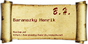 Baranszky Henrik névjegykártya